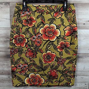 LOFT* Women's Half Back Zipper Fully Lined 7" Slit Floral‎ Pencil Skirt~ Size 6